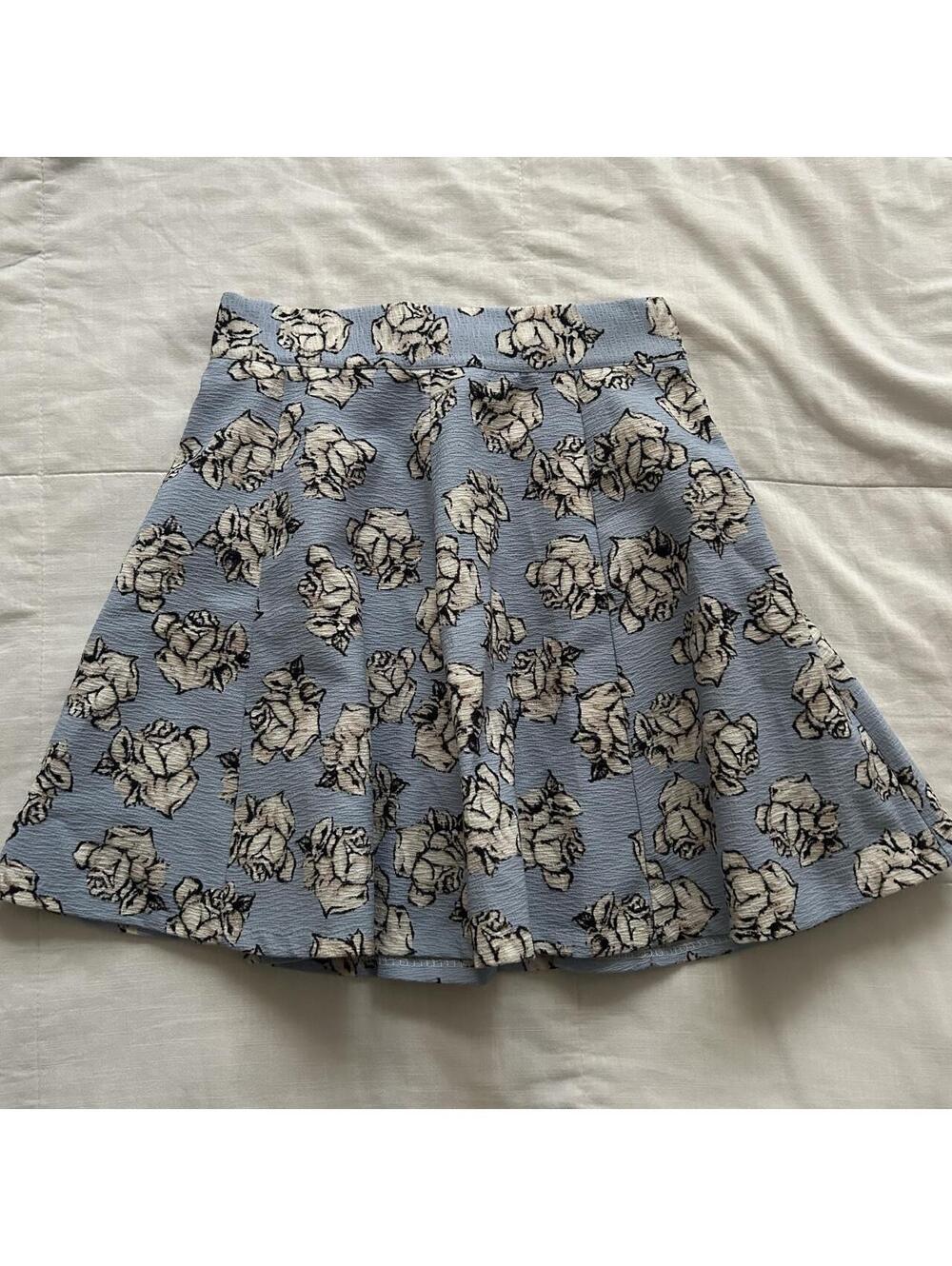 Rojita Floral Rose Pleated Mini Skirt Light Blue Size Small Japan